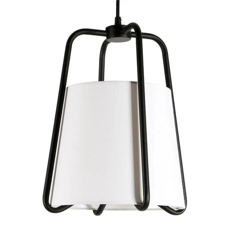 11 Inch Wide Pendant Light With Blackened Bronze Outer Frame And White Fabric Shade, Dope Modern Kitchen Island Lighting