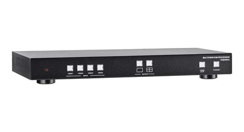 Amp Up Your Desktop Rig With This 4K Quad Multiview 4X1 KVM Switch Offering Frictionless HDMI Screen Swapping And Total Machine Control For Daily Grind Pros, front view showing multiple input buttons.