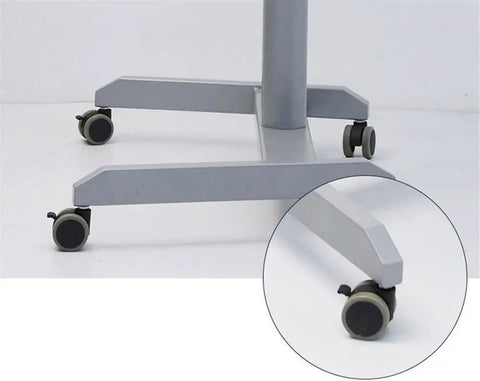 Smooth Roll Mobile Standing Desk With Height Adjustable Pneumatic Lift Sleek Black Aluminum Frame Ergonomic Rolling Workstation base with wheels