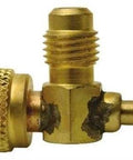 Compact Thumb Screw Flow Control Valve For One Quarter Inch Male Flare Access Fitting With Gold Finish Easy Turn Knob Precise Flow Adjustment