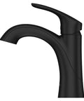 Weller Matte Black Single Handle Bathroom Sink Faucet For Single Hole Or 3-Hole Easy Install With Push And Seal Drain Pforever Ceramic Valve Technology No Leak Performance Sleek Modern Look side view.