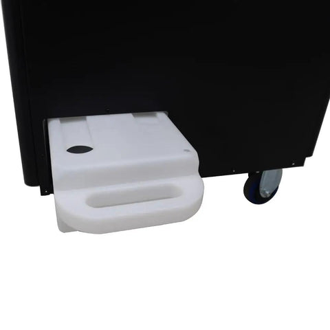 Heavy Duty Industrial Portable Air Conditioner Delivers Killer 22500 BTU Chill With Smooth Rolling Casters And 13L Water Tank side view showing white water tank drainage.