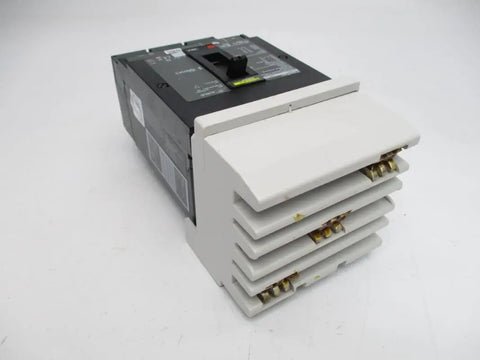 Straight Shooter Heavy Duty Industrial Circuit Breaker JJA36250 side view with white casing and electrical terminals for 600V 250A use.