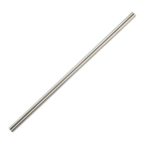Side view of two stainless steel capillary tubes, 4 x 3 mm OD x ID, 250 mm long