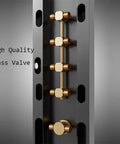 High-quality brass valve detail of Built Tough And Straight Up Luxurious This 70 Inch Brushed Gold Digital Shower Panel.