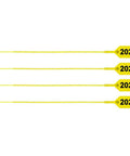 Heavy Duty 2026 Dated Fire Extinguisher Tamper Seals Yellow Zip Ties 9 Inch UL Rated Bulk Of 1000 with numbered tags.