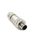 M12 5 Pin Male Connector B Coding Circular Field Wireable IP67 Waterproof Shielded Metal Shell Adapter for PG7 and PG9 60V 4A