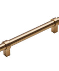 Gold Brushed Champagne Bronze Cabinet Handles Set Of Ten Five And One Sixteenth Inch Center To Center Drawer Pulls For Cabinets And Dressers Durable Zinc And Iron Hardware With Modern Chic Finish. Close-up of one pull