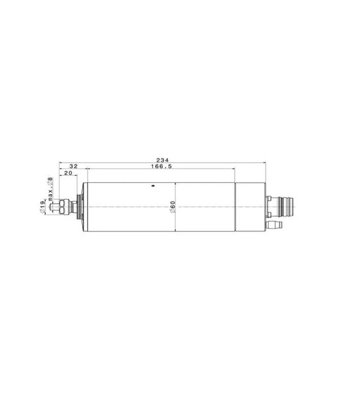 Technical drawing of Spindle Grinding And Machining Tooling With High Speed And High Torque Motors Water Cooled Live Spindle For Quieter Operation.