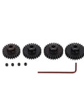 4 Pack Steel M1 5mm Shaft Pinion Gears Set 24T 25T 26T 27T For 1 Eighth Scale RC Cars Beefy Heavy Duty Pinion Gears For Brushed and Brushless Motors Durable High Performance
