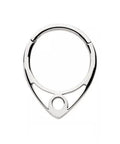 Owl Themed 16G 316L Stainless Steel V-Shape Circle Outline Hinged Segment Clicker Ring In Silver Tone, 10mm Diameter