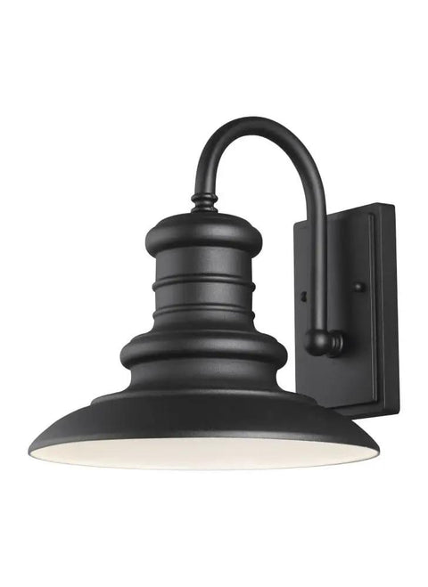 Redding Station Outdoor Wall Light In Aluminum For Wet Locations, 12 Inch Medium Lantern, side view against white background