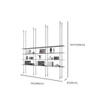 Sleek Black Four Tier Wall Mounted Storage Rack With Solid Aluminum Alloy Shelves For Living Room Decor measuring 79x94.5 inches.