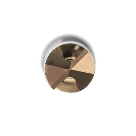 Close-up of solid carbide twist drill bit for metal, 12.1–13.0 mm, gold cutting tip