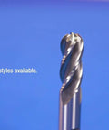 End mill bit, HSS, 2-flute, single-end, 15/16 in diameter, 3/4 in length.