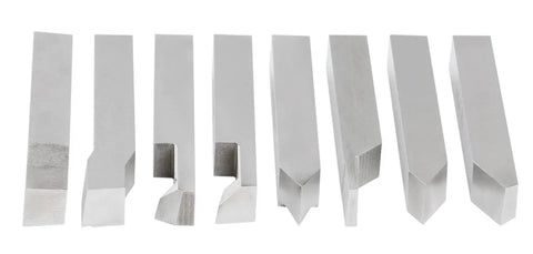 Half Inch Shank Hss Tool Bit Set Eight Piece For Turning And Facing Work Pre Ground For Quick Setup And Precision Machining With 60 And 80 Degree Left And Right Hand Lathe Tools