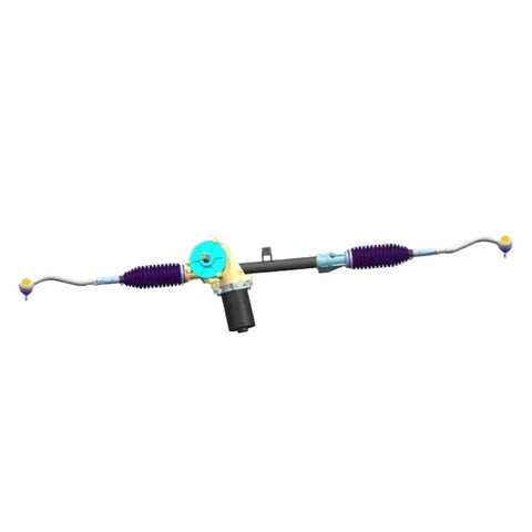 Direct Fit Electric Power Steering Rack EV Vehicle Conversion Kit With Rock Solid Rack And Pinion Design view from side showing motor and tie rods.