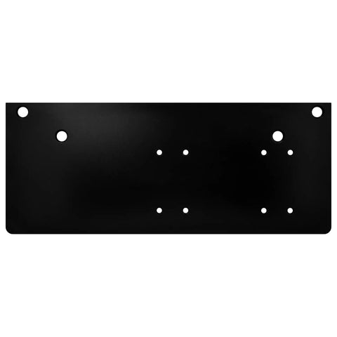 Flat Drop Bracket Mounting Plate For 4000 Series Door Closer Black Parallel Arm Mount Pro Grade Heavy Duty Door Hardware, front view.