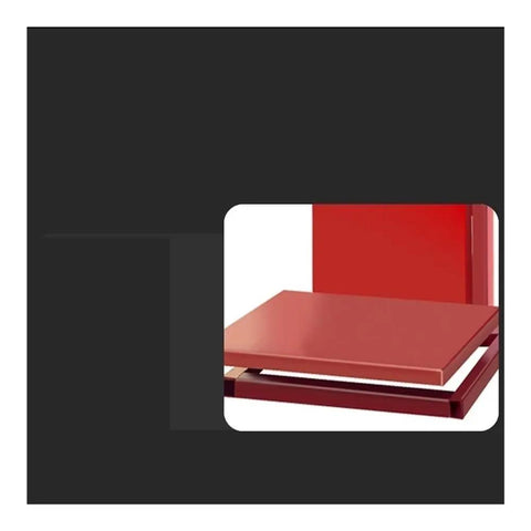 Heavy Duty Electric Hydraulic Scissor Lift Table With Portable Flatbed Cart For Smooth Freight Transport And Dependable Shop Floor Performance Built Like A Tank To Shift Heavy Loads Without Breaking A Sweat, red steel flatbed.