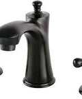 Oil Rubbed Bronze Widespread Bathroom Faucet 8 to 16 Inch Spread 3 Hole Deck Mount shown with dual handles