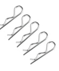 5 silver R-shaped spring cotter pins, zinc plated, heavy-duty zinc plated steel, part of 10-Piece R Shaped Spring Cotter Pins Kit