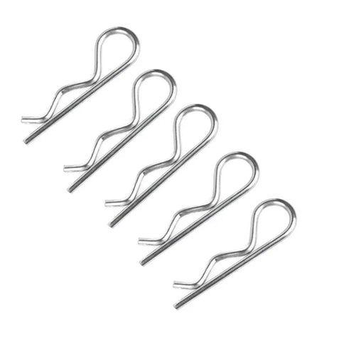 5 silver R-shaped spring cotter pins, zinc plated, heavy-duty zinc plated steel, part of 10-Piece R Shaped Spring Cotter Pins Kit