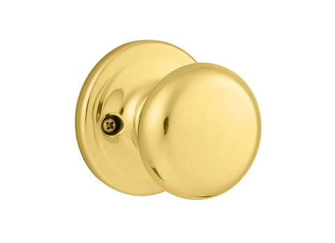 Juno Dummy Door Knob No Turning Interior Single Sided Push Pull Handle For Closets And French Double Doors Pantry Polished Brass Easy DIY Install Including All Hardware polished brass dummy knob front view