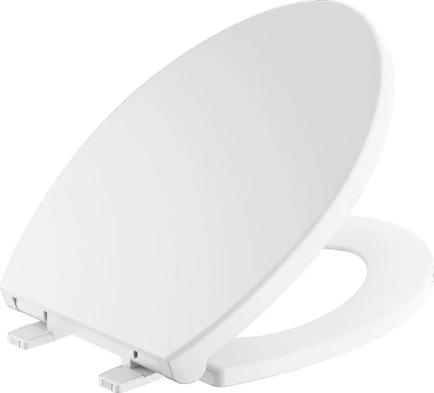 Elongated Slow Close White Toilet Seat With Non Slip Bumpers For Quiet No Slam Soft Close Action And Easy Installation