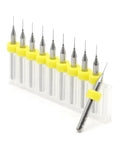 Ultra Sharp Carbide PCB Drill Bits Kit With 0.3mm And 0.35mm Micro Twist Drills, 10 Pieces in holder
