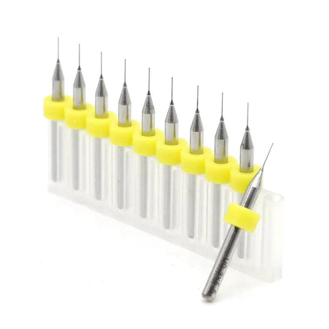 Ultra Sharp Carbide PCB Drill Bits Kit With 0.3mm And 0.35mm Micro Twist Drills, 10 Pieces in holder