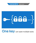 Image showing one key unlocking multiple padlocks, highlighting Six Pack Laminated Steel Keyed Padlocks With Long Shackle For Hasps Latches Sheds Fences Storage Lockers Schools And Gyms Use The Same Key For Easy Access.