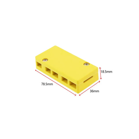Yellow Two Pack Five Pole Junction Box For Electric Bicycle Motor Controller Wire Harness Insulation Case With Screw Nuts 78.5 By 36 By 18.5mm Durable Resin Enclosure