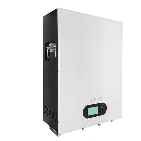 Smart Touch Display 51.2V 100Ah Lithium Ion Battery Straight Up Solid Home Energy Storage Power Wall For Solar Systems side view with handle