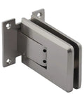 Rock Solid Brushed Nickel Self Centering Glass Door Hinge featuring quick toggle adjustment and reliable hold open lock.