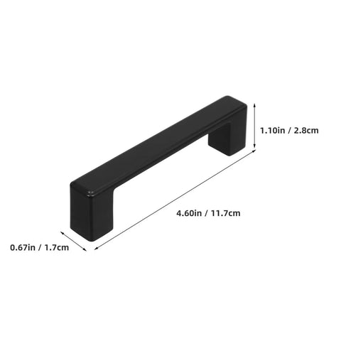 Vintage Zinc Alloy Cabinet Handles Matte Black For Kitchen And Dresser Drawers, 4.60in solid drawer pull with dimensions