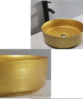 Bathroom Sink Bathroom Sink Home Bathroom Vessel Sink Modern Art Basin Hotel Apartment Bathroom Wash Basin Round Golden Counter Basin Bathroom Sink Vessel with textured golden surface.
