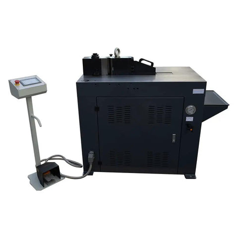 Heavy Duty 40 Ton Horizontal Hydraulic Tube And Pipe Bender With 2 Inch Die And 6 5 16 Flat Steel Vee Bending Jig side view with control panel