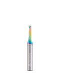 One Eighth Inch Diameter Up Cut Spiral CNC Router Bit With One Quarter Inch Shank In Solid Carbide For Wood Plastic And Acrylic Pro Grade DLC Glit Coating For Ultra Long Life And Smooth Finishes