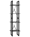 4 Tier Gray Book Cabinet With Open Shelves Engineered Wood Tall Storage Organizer 55.1 Inches High For Books Magazines And Decor