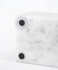 Close-up of Top Shelf Marble Espresso Tamper Holder Stand with non-slip base and black rubber feet for stability.