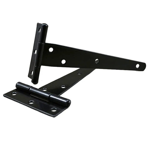 Set Of 10 T Shaped Rustproof Door Hinge Straps For Shed Doors Black 4 Inch 5 Inch 6 Inch 8 Inch With 6 Or 7 Screw Holes