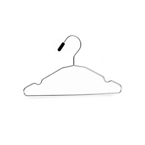 Metal clothes hanger with black rubber cap, isolated on white background.