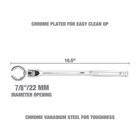 Seven Eighths Inch Oxygen Sensor Wrench For Ford 4.6L And 5.4L Engines Swivel Head Socket Chrome Vanadium Steel Posi Grip