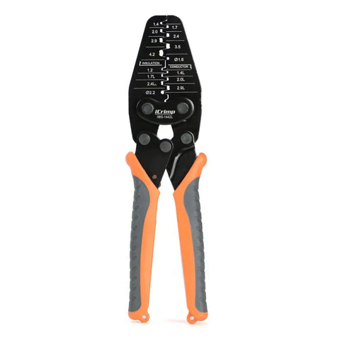 Open Barrel Terminal Crimp Tool For AWG 30 14 Contacts, Works With JST Molex TE HRS Connectors, front view with measurement guide