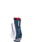 Chev 14 Way Cart Bag for Golf lightweight and sleek 14 divider top navy white red design with side access handles visible