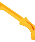 Yellow woodworking push stick shown in side view for table saw band saw and circular saw carpentry safety tools with ergonomic ABS handle