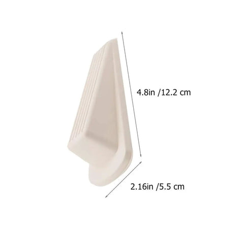 White Rubber Door Wedge Stopper Set showing dimensions 4.8in x 2.16in, Non-Slip Floor Door Stop Tools To Prevent Slamming, 5 Pack