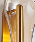 Close-up view of Premium Handcrafted Glass Wall Sconces For Bedroom And Living Room Solid Stainless Steel Bedside Lighting Fixture with clear glass shade.