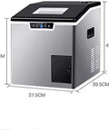 Portable Countertop Ice Maker Machine With Dual Crush And Cube Functions Featuring A Clean Lcd Control Panel Fast Thirty Second Cycle fully adjustable ice thickness side view with dimensions.