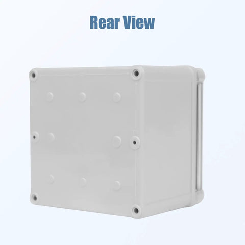 Rear view of IP67 Waterproof Junction Box With Transparent Cover For Outdoor DIY Projects Dustproof Electrical Enclosure Gray